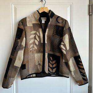 Vintage Tapestry Color Block Leaf Jacket